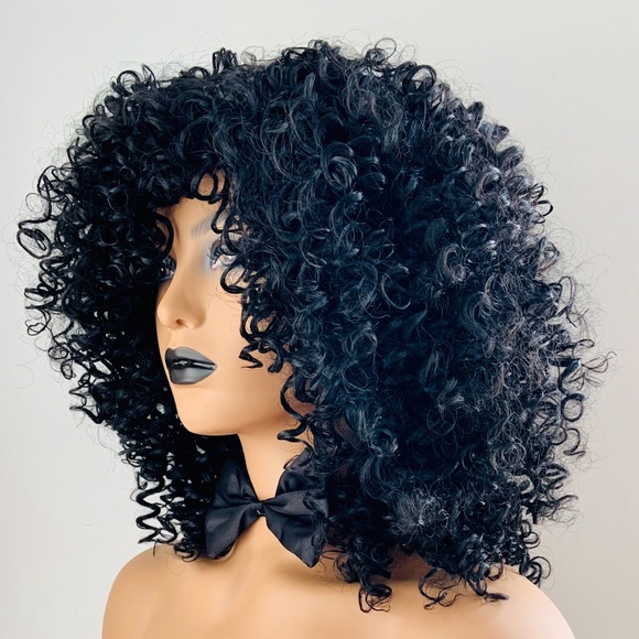 Gorgeous Curly Black “Put On & Go” Premium Fiber Wig for Daily Wear or Events - Picture 5 of 6